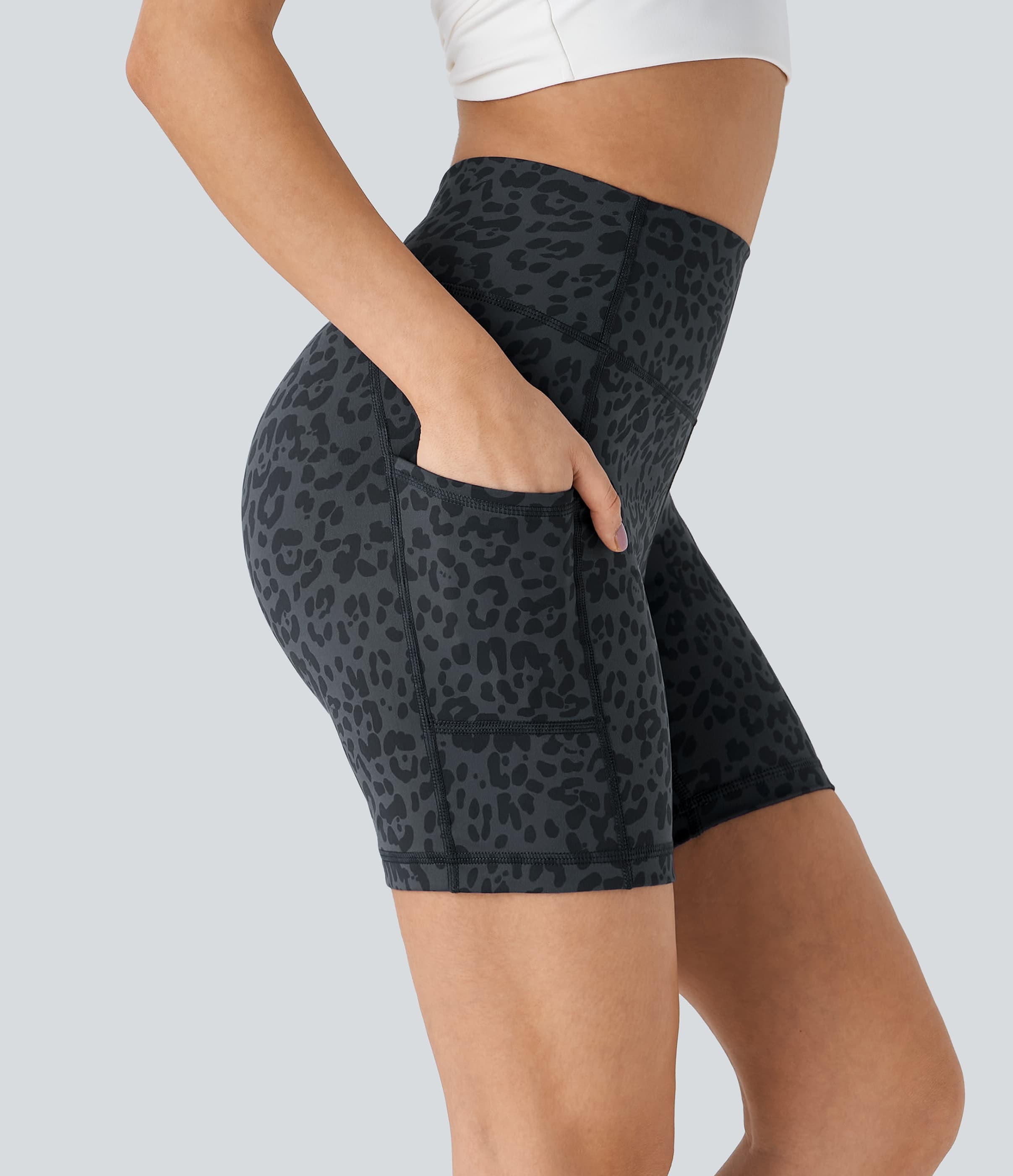 High Waisted Side Pocket Running Bike Shorts