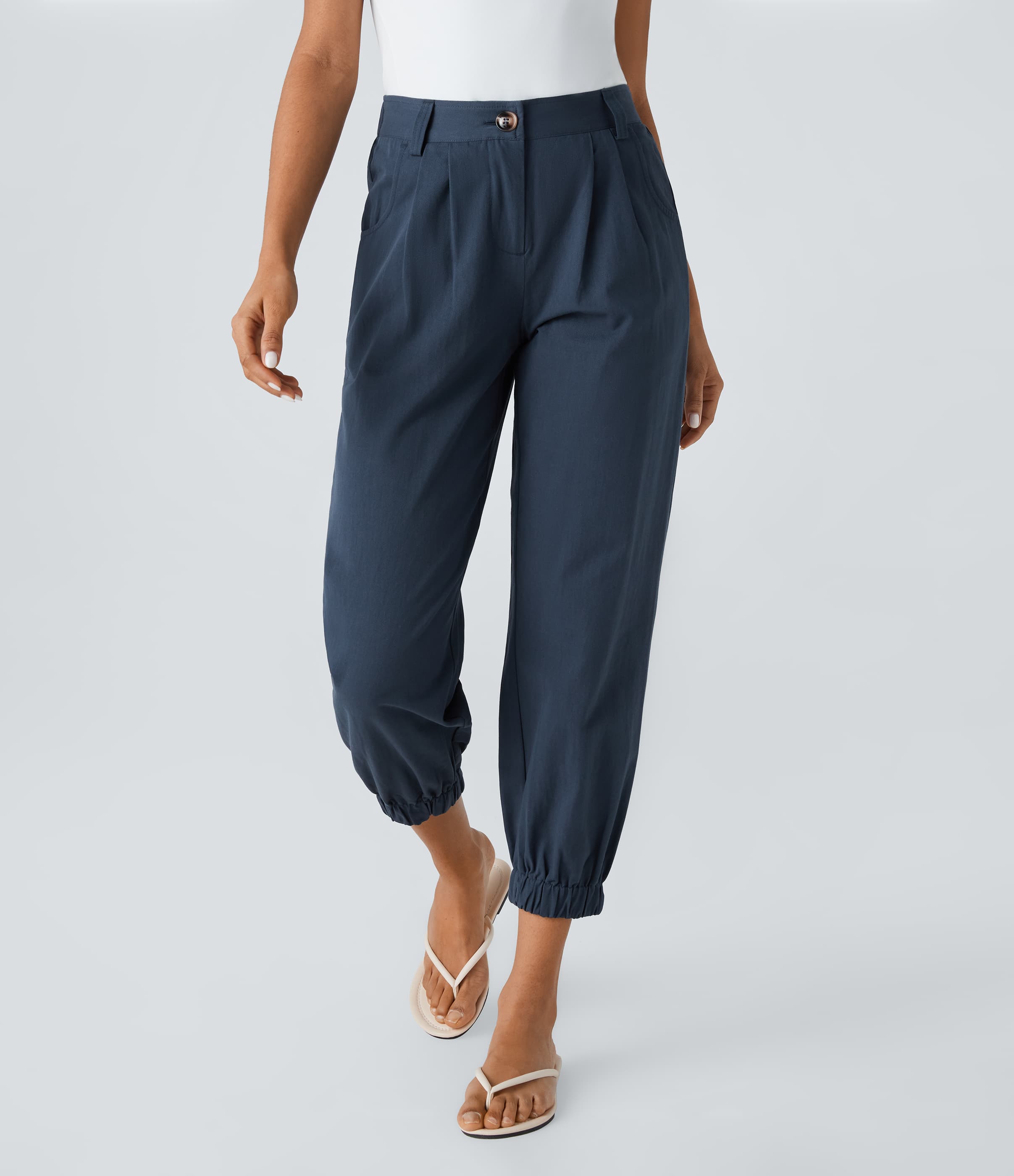 Mid Rise Casual Joggers with Pockets
