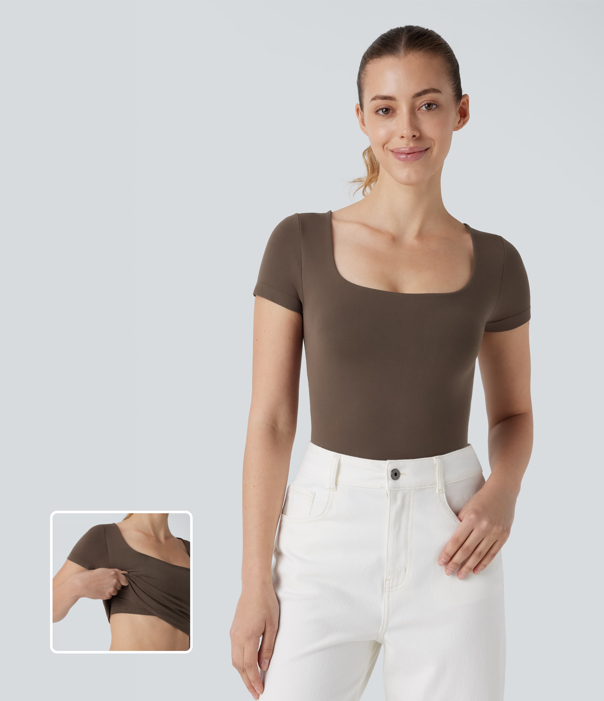 OneForm Seamless Flow U Neck 2-in-1 Skinny Lounge Top