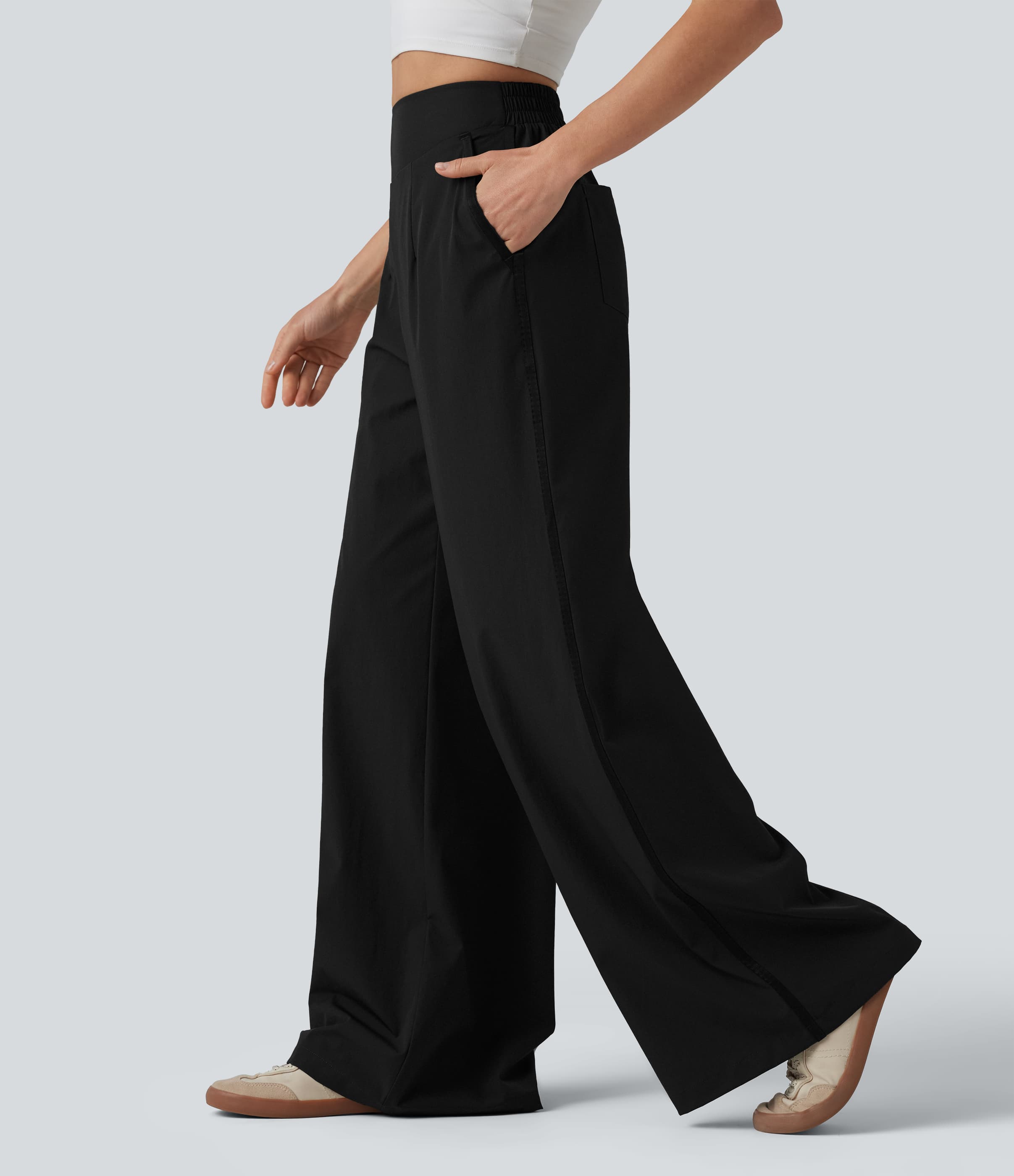 High Waisted Wide Leg Baggy Casual Pants with Pockets